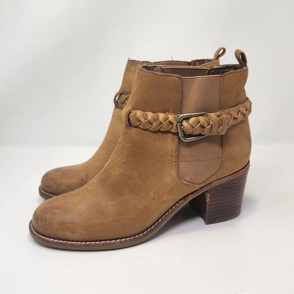 Sperry Topsider Liberty Brown Leather Ankle Boots Women Size 8M Slip On Heel - Picture 4 of 10